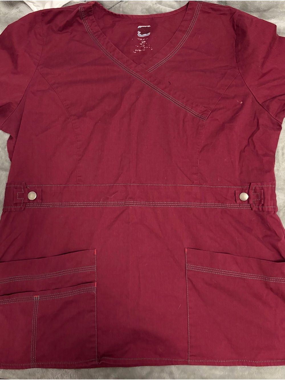 Women’s Maroon Scrub Top with Pocket Detail